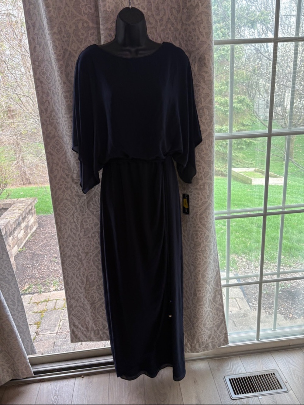 Jessica Howard Missy Women's Navy Blue Maxi Dress with Dolman Sleeves - NWT